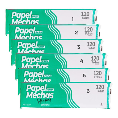Kit 6 Papel Para Mechas Standard 11x47cm 720 Folhas