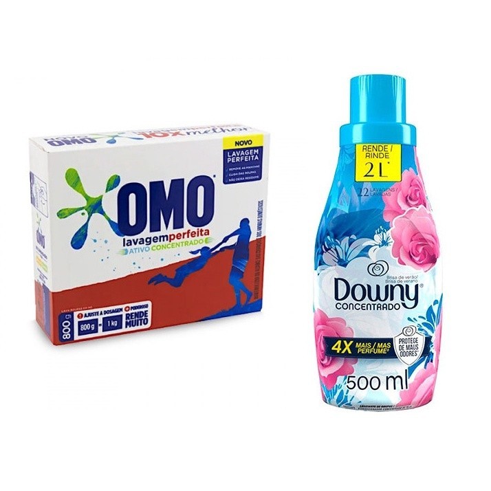 Kit Limpeza de Roupas Omo 800g + Amaciante downy 500 ml
