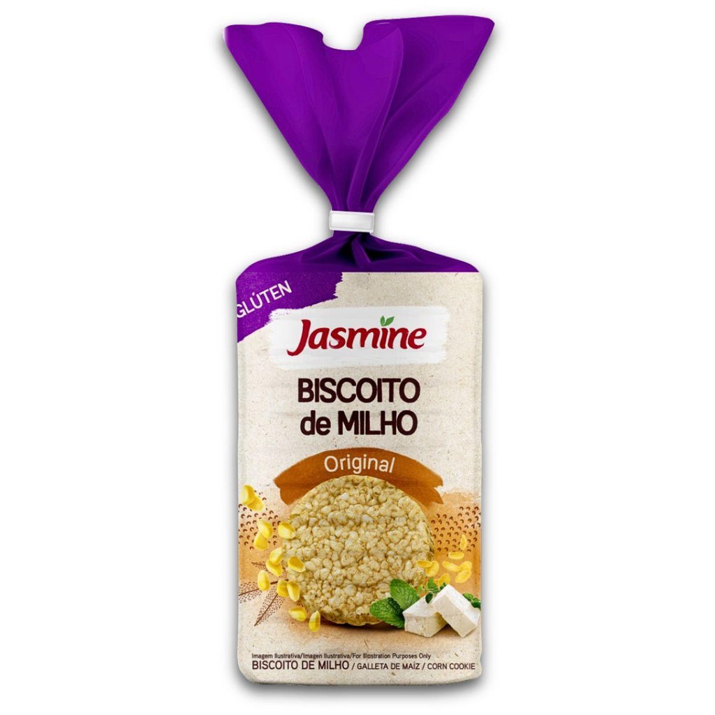 Biscoito De Milho 130G Vegano Original Sem Glúten Jasmine em Oferta na Shopee