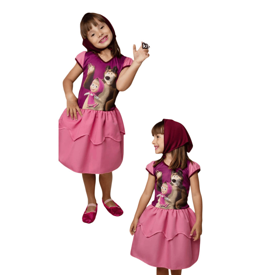 Fantasia Masha e o Urso Vestido Infantil Menina- Festa a Fantasia