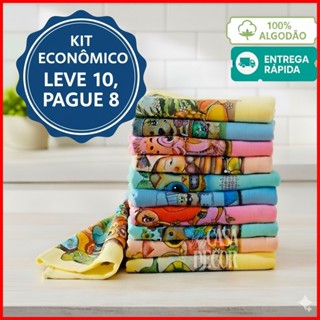 PROMOÇÃO Kit 10 Panos de Prato Ótimo Custo Benefício Seca Rápido em Oferta na Shopee