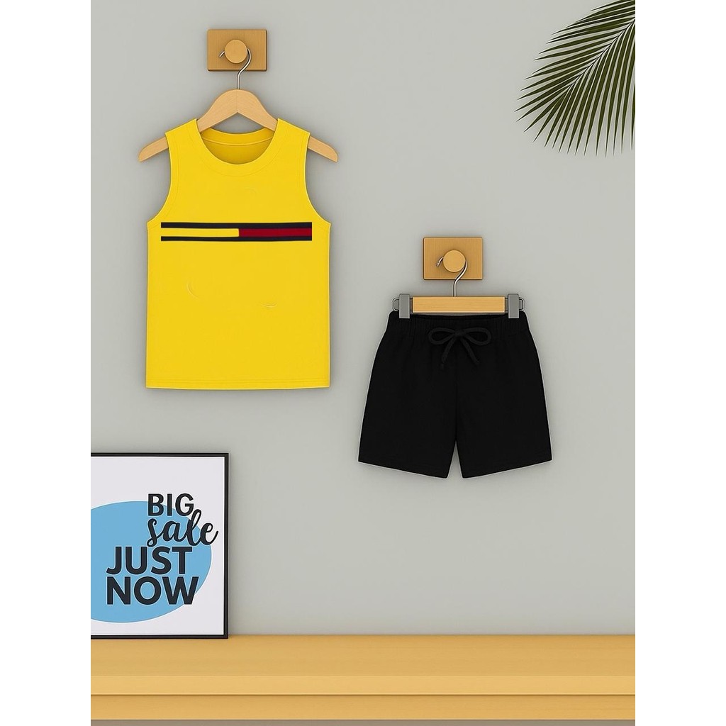 Conjunto Infantil Camiseta Cavada e Bermuda TMY FAIXA Regata Roupa Criança Masculino Verão