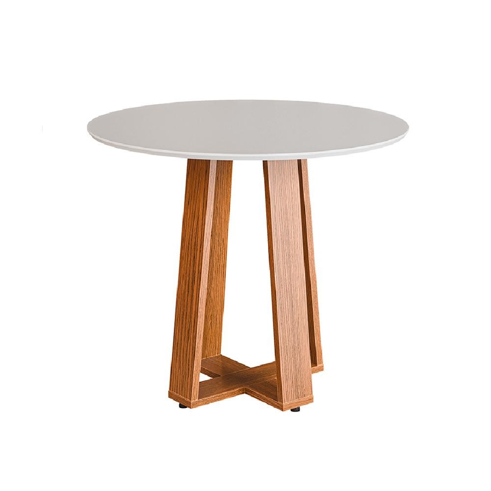 Mesa Sala de Jantar Athenas Redonda 1,03m Madeirado/Off White Dobuê em Oferta na Shopee