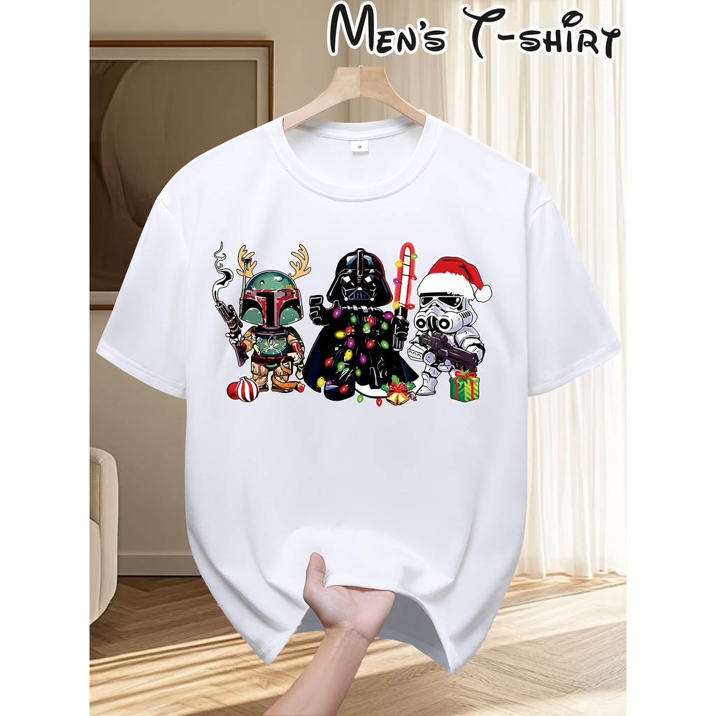 Camiseta Unissex Premium Plus size Star Wars Natal Personagens Básica Oversized 100% Algodão Confecção Própria