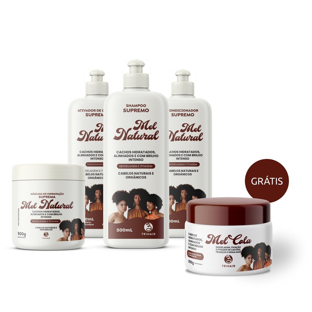 Kit Completo Mel Natural Trihair + Mel Cola 250g GRÁTIS