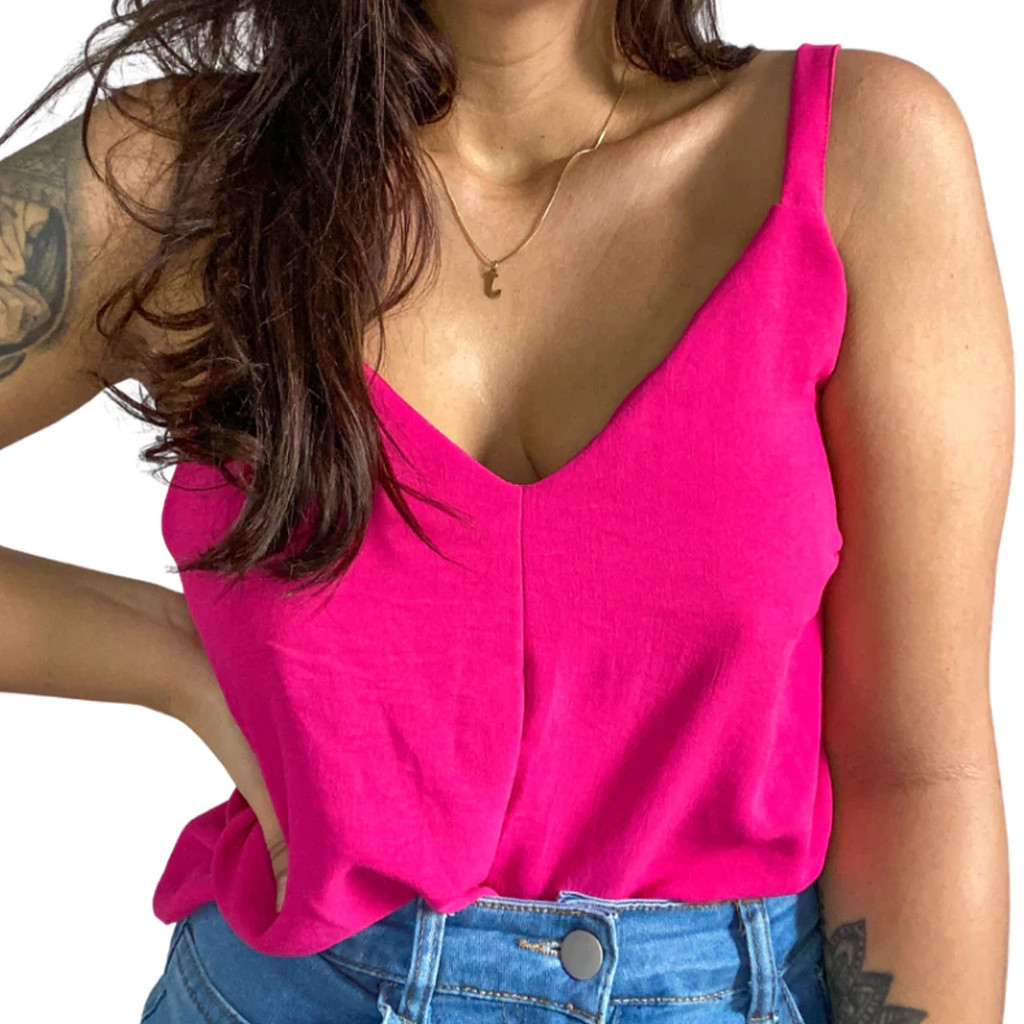 Regata Feminina Plus Size Tecido Duna Blusinha Lisa Delicada