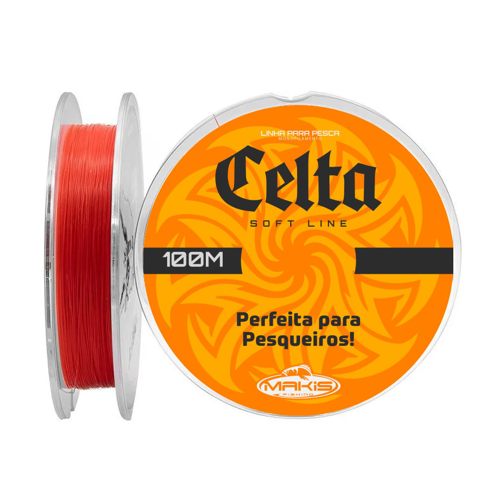 Linha Para Pesca Monofilamento Celta Soft Line Laranja 100m