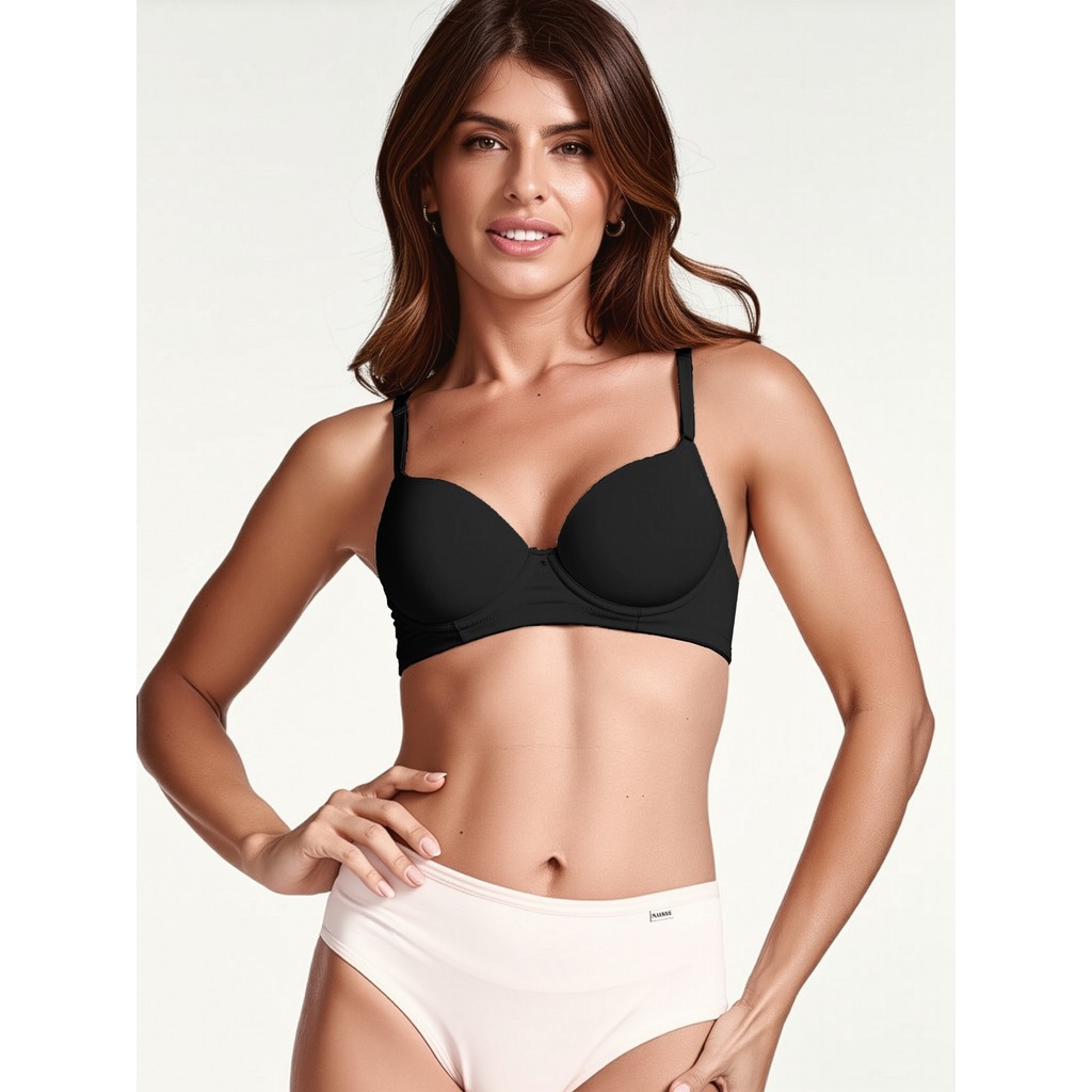 Sutia Push Up Base Bojo Liso com Aro Alça Ajustável Microfibra Nayane Básico Confortável