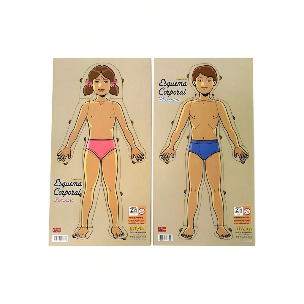 Esquema Corporal Em Mdf 22 Pçs Mas/Fem. Escolar Infantil Aprendizado Lúdico