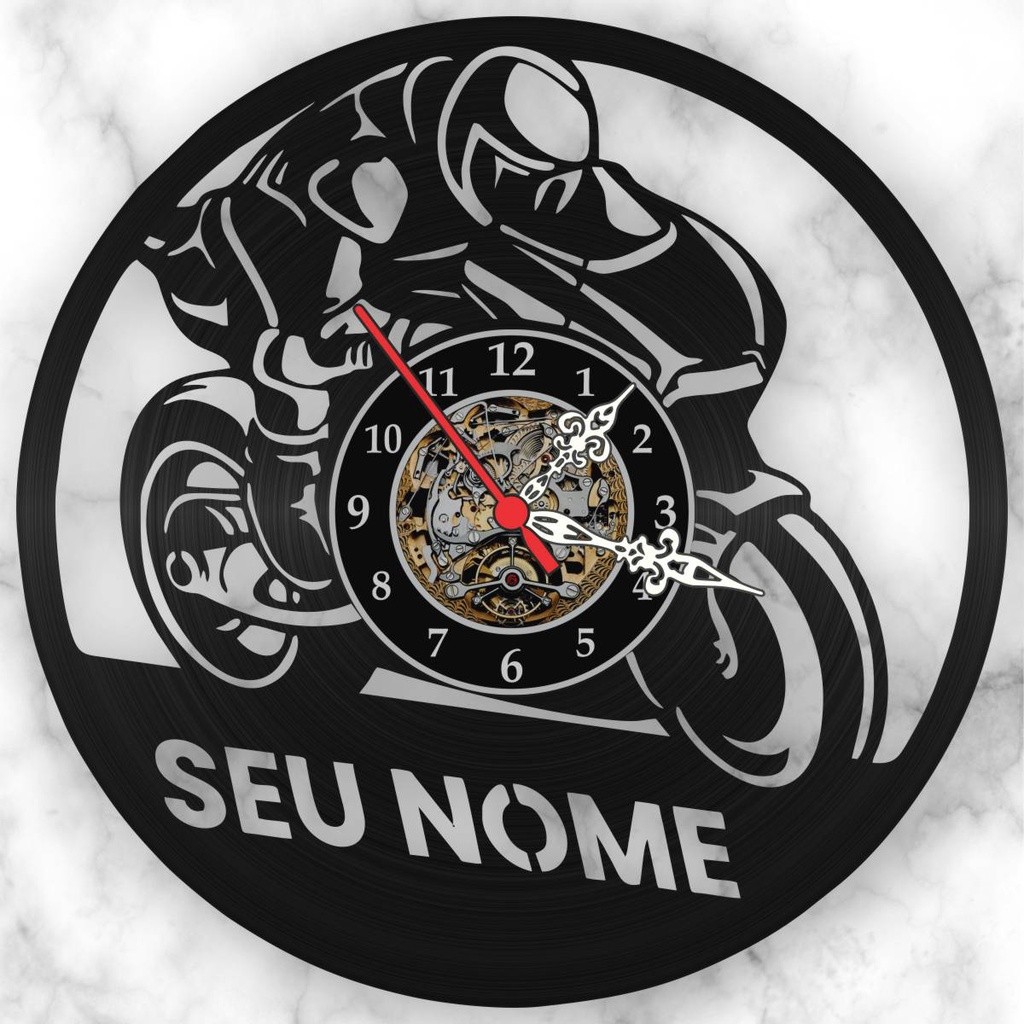 Relógio De Parede Moto Sport Personalizado Nome Motociclista Motoqueiro Vinil Presente dia Namorados LP iLustrado Arte em Oferta na Shopee
