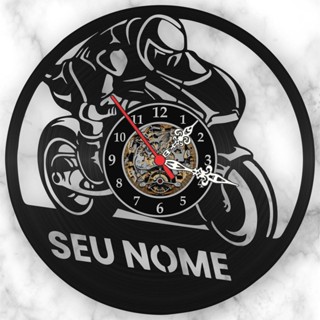 Relógio De Parede Moto Sport Personalizado Nome Motociclista Motoqueiro Vinil Presente dia Namorados LP iLustrado Arte em Oferta na Shopee