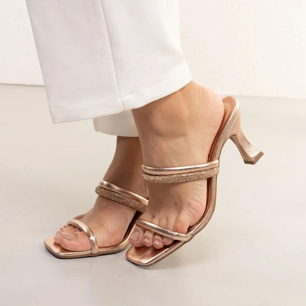 Tamanco Via Marte Salto Médio Feminino em Oferta na Shopee