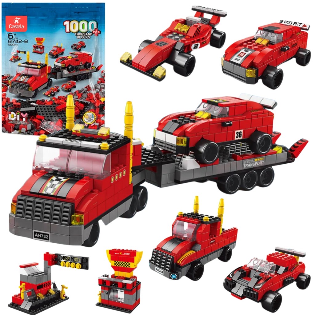 Blocos Montar kit Caminhão e Pit Stop 1000 Peças 6 em 1 - Castela em Oferta na Shopee
