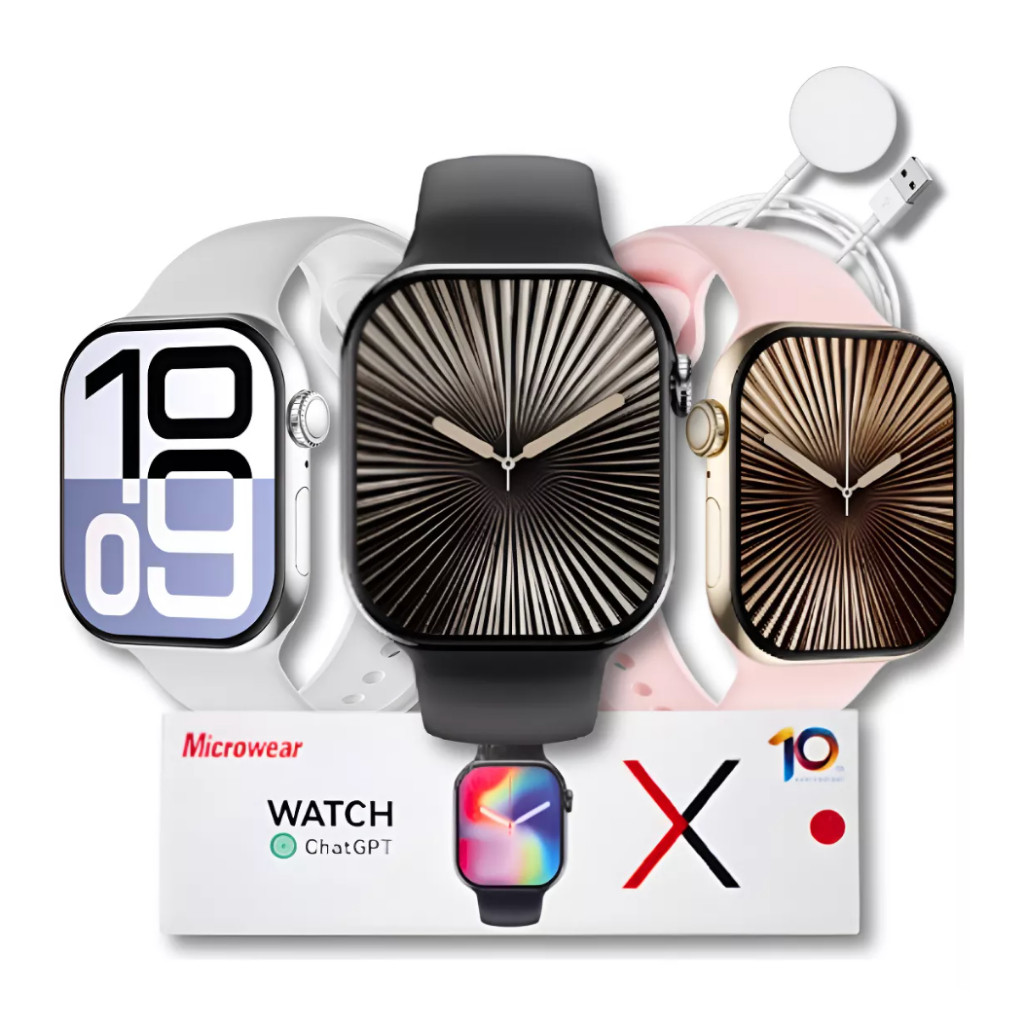 Smartwatch W10 Serie 10 Microwear 46mm Original Chat Gpt Armazena 1gb Foto Musica Ip68 Termometro