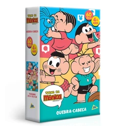 QUEBRA CABEÇA TURMA DA MÔNICA 60 PEÇAS TOYSTER PUZZLE CRIANÇA MAGALI CEBOLINHA CASCÃO COELHO SANSÃO