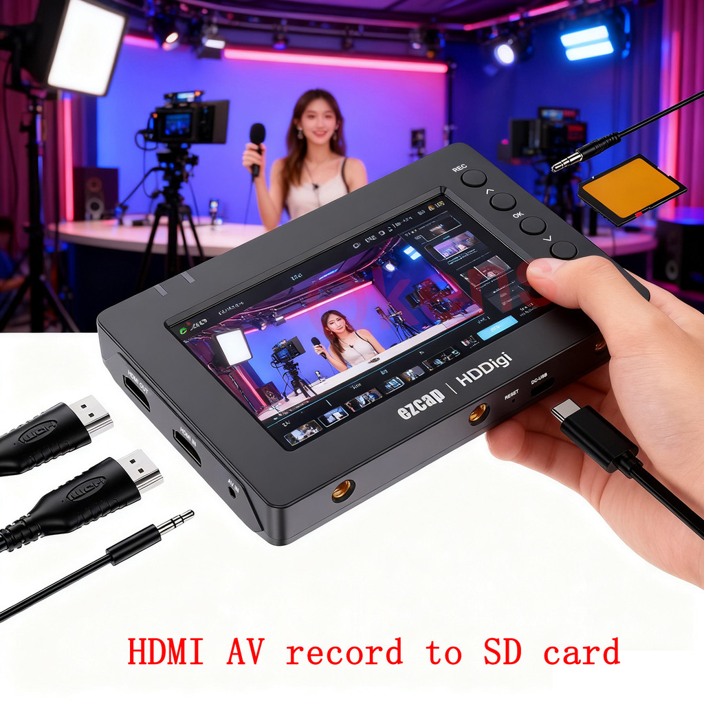Placa De Captura De Vídeo HDMI AV 1080p 60Hz Gravação De Um Botão Para Cartão SD