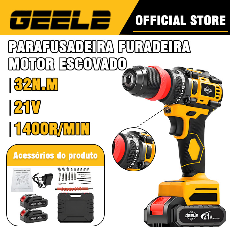 Parafusadeira Furadeira 18/21V 85N 2 Baterias Com Caixa De Armazenamento Kit Parafusadeira Elétrica brushless