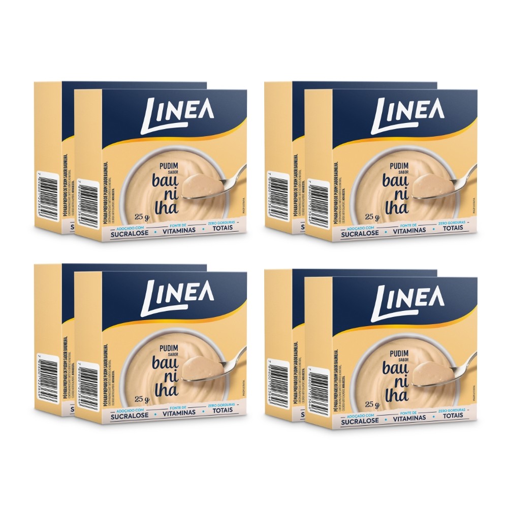 Kit 8 Pudins em Pó Linea Sabor Baunilha de 25g