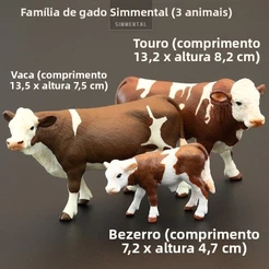 Kit Modelos de Animais de Fazenda Realistas | Brinquedo Educativo Infantil para Reconhecimento de Vacas e Touros | Mater