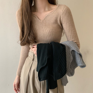 Novo estilo Design nicho com decote em V camisola roupas femininas gordura mm tamanho grande mais magro olhar estilo oci