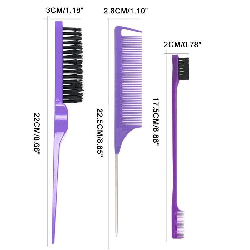 Conjunto De Escova De Cabelo 3 Peças Com Pente De Cauda De Mouse Adição Perfeita À Rotina De Cuidados — imagem 2 de 2