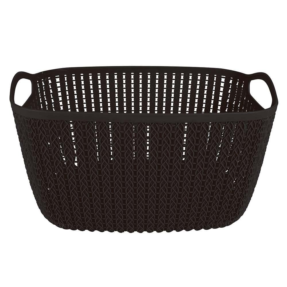 Cesto Trançado Retangular Alto Grande Preto em Oferta na Shopee