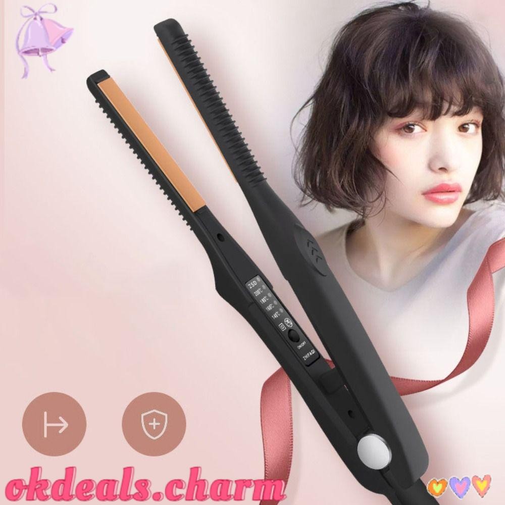 OKDEALS Mini Modelador De Cabelo , Alisador Elétrico Portátil 2 Em 1 Curto Chapinha