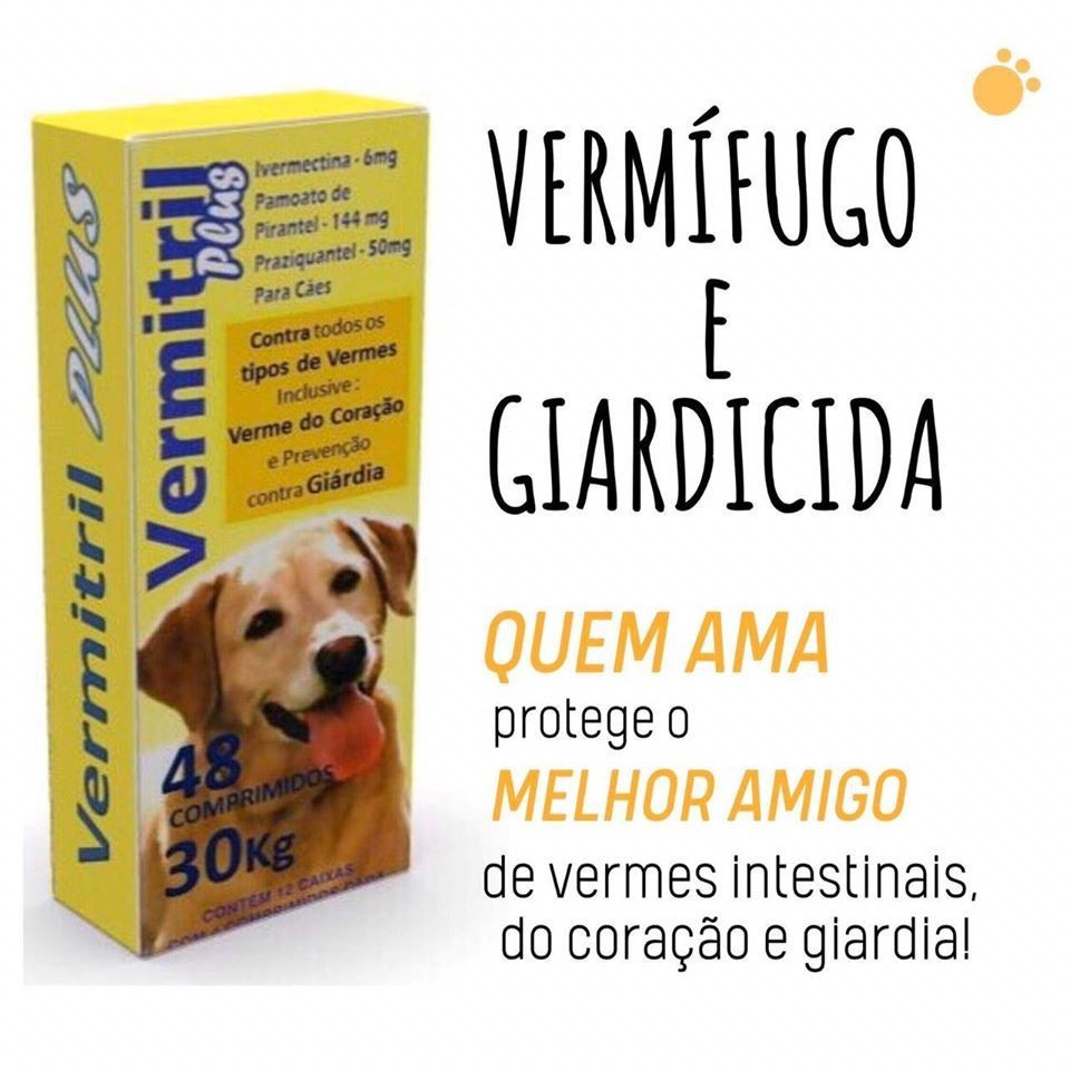 Vermitril Plus Cães 30kg - Anti Pulgas, Sarnas, Carrapatos e Vermifugo Plus 4 Comp