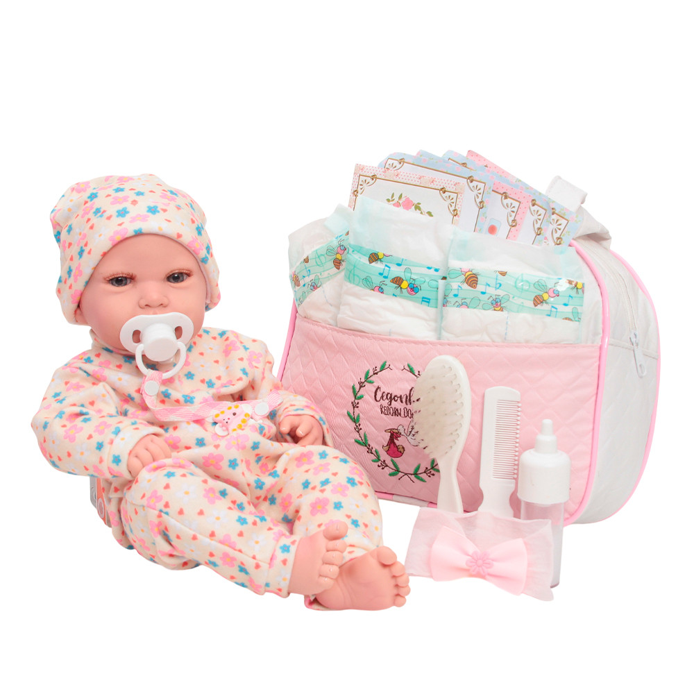 Bebe Reborn Boneca Larinha Enxoval Completo Bolsa Kit Itens