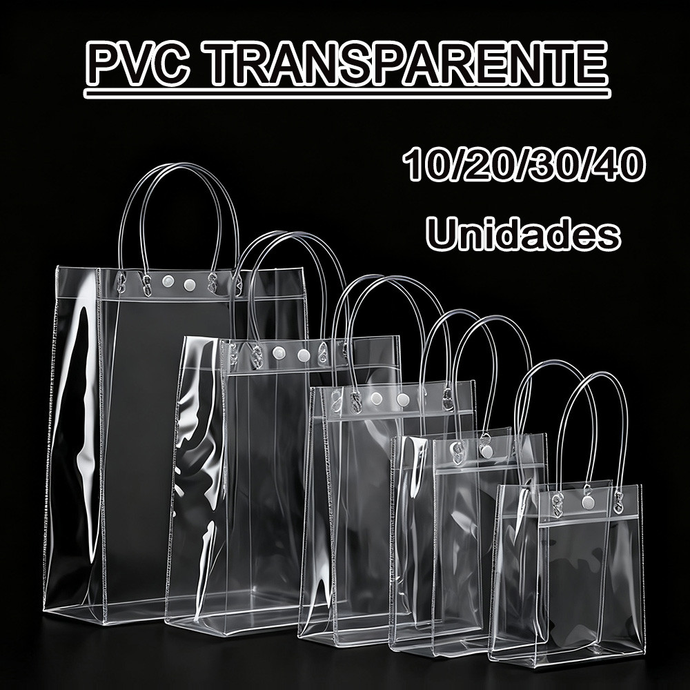10/20/30/40 Unidades Reutilize Sacos De Presente Plástico Pvc 20*20*8cm