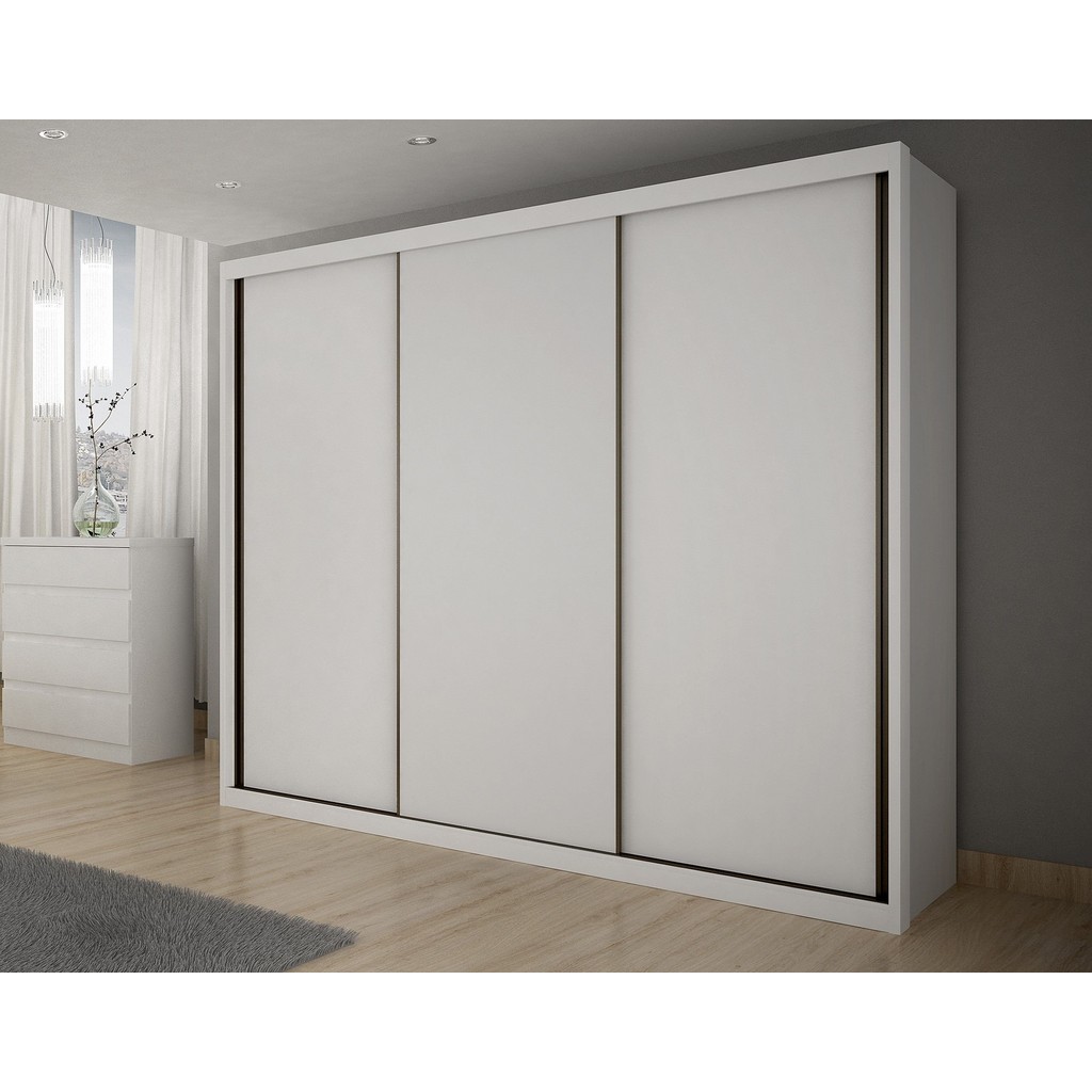 Guarda Roupa Casal MDF Vegas 3Pts 6Gav Branco em Oferta na Shopee