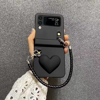 Para Samsung Galaxy Z Flip 7 FE 5 6 4 3 5G Único Coração Cristal Couro Pulso Caso Do Telefone Capa em Oferta na Shopee