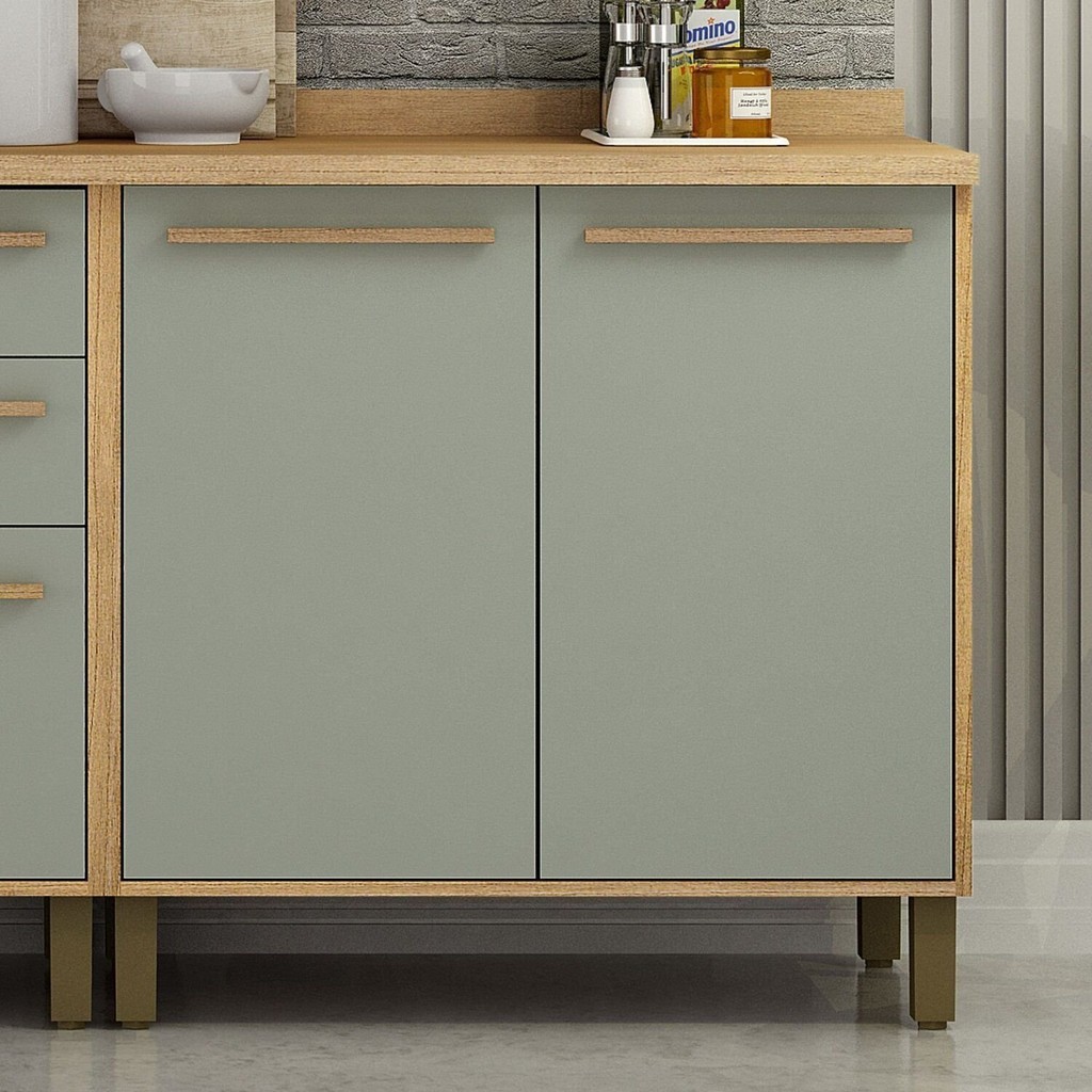 Balcão 80cm X 95cm 2 Portas Salvador Marrom/Verde