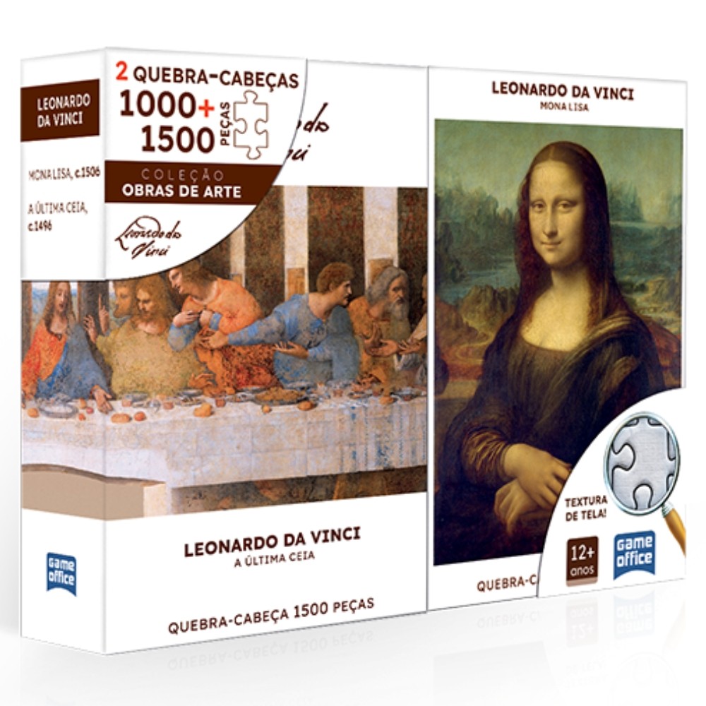 KIT 2 QUEBRA CABEÇAS COMBO MONALISA 1000 PEÇAS E A ÚLTIMA CEIA 1500 PEÇAS LEONARDO DA VINCI TOYSTER em Oferta na Shopee