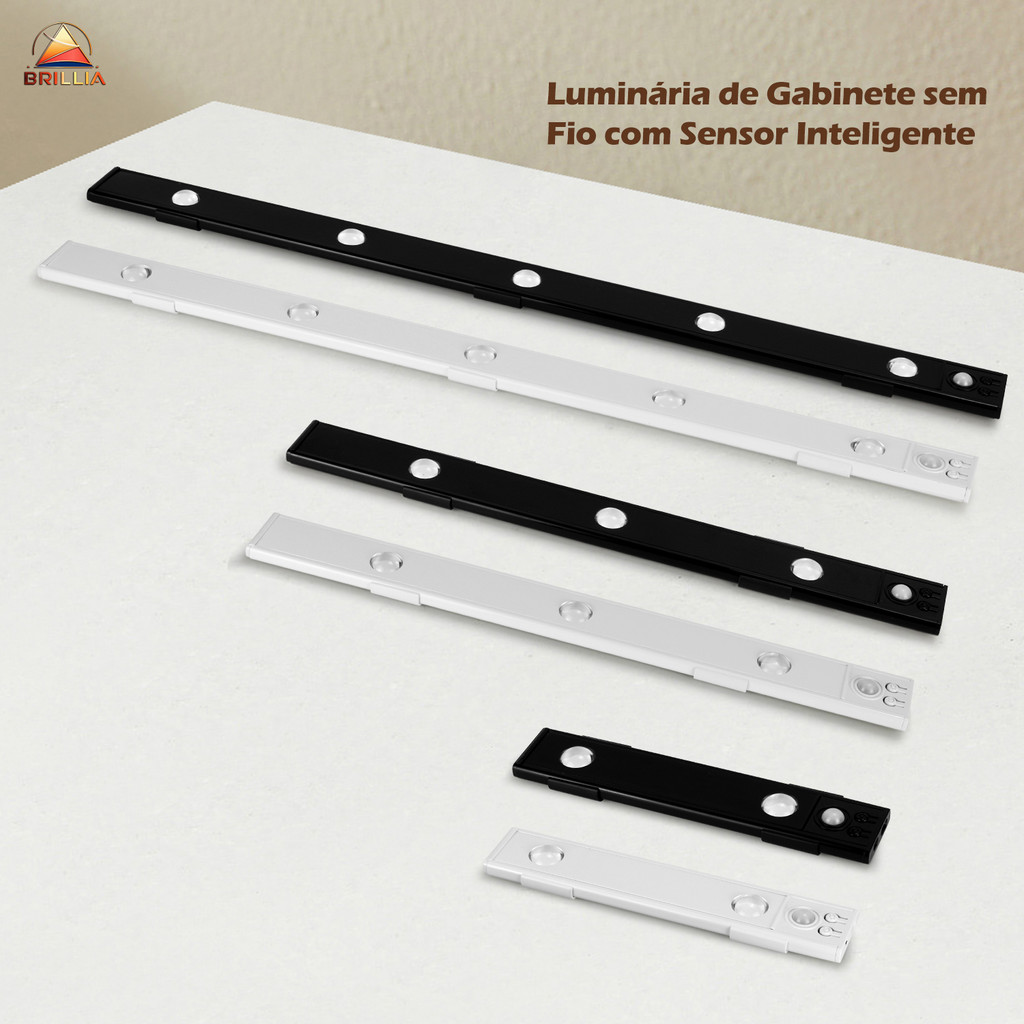 Luz LED Ultrafina Armário Multi-Funcionais sem fio usb recarregável De 3 Cores Sensor 20cm/40cm/60cm em Oferta na Shopee