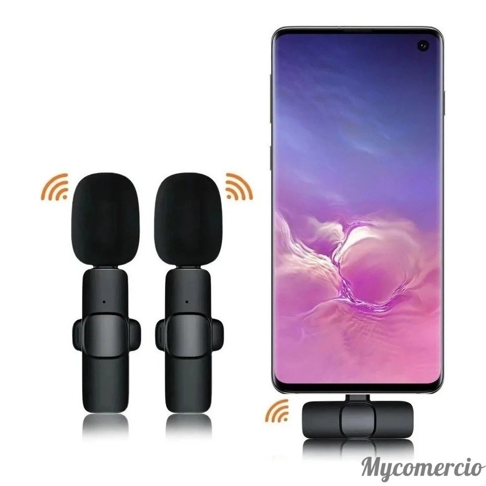 Microfone de Lapela Sem Fio Vlog Compatível Tipo C / iPhone