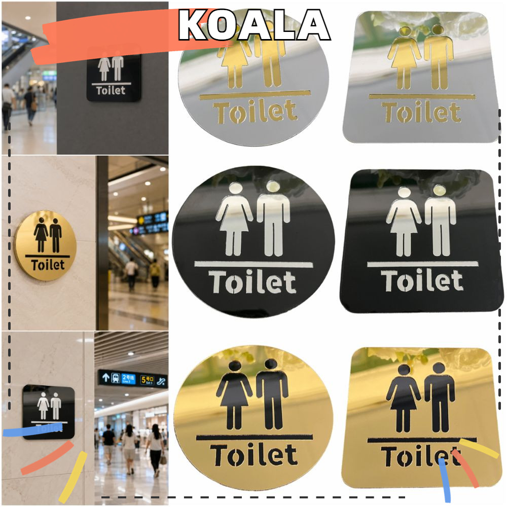 Placa De Sinalização De Banheiro KOALL , Sinal Acrílico De Superfície Espelhada Guia De Vaso Sanitário Masculino E Femin