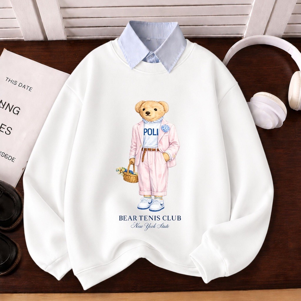 Moletom Gola Careca Blusa de Frio Casaco Urso Bear Peluciado Básico Confortável Inverno 2026