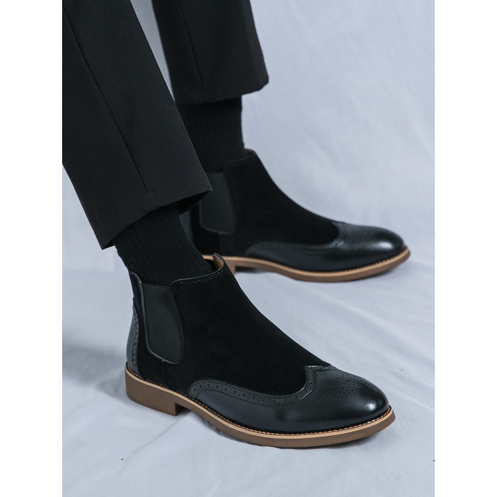 Brock Chelsea botas masculinas de couro genuíno preguiçoso terno de negócios sapatos de couro de alta qualidade britânic