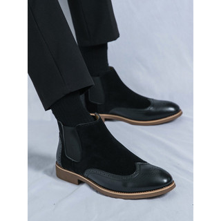 Brock Chelsea botas masculinas de couro genuíno preguiçoso terno de negócios sapatos de couro de alta qualidade britânic