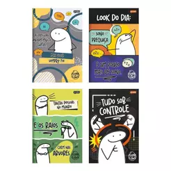 Caderno Costurado Jandaia Universitario Capa Dura Flork 80 Folhas - Embalagem com 5 Unidades Sortidos