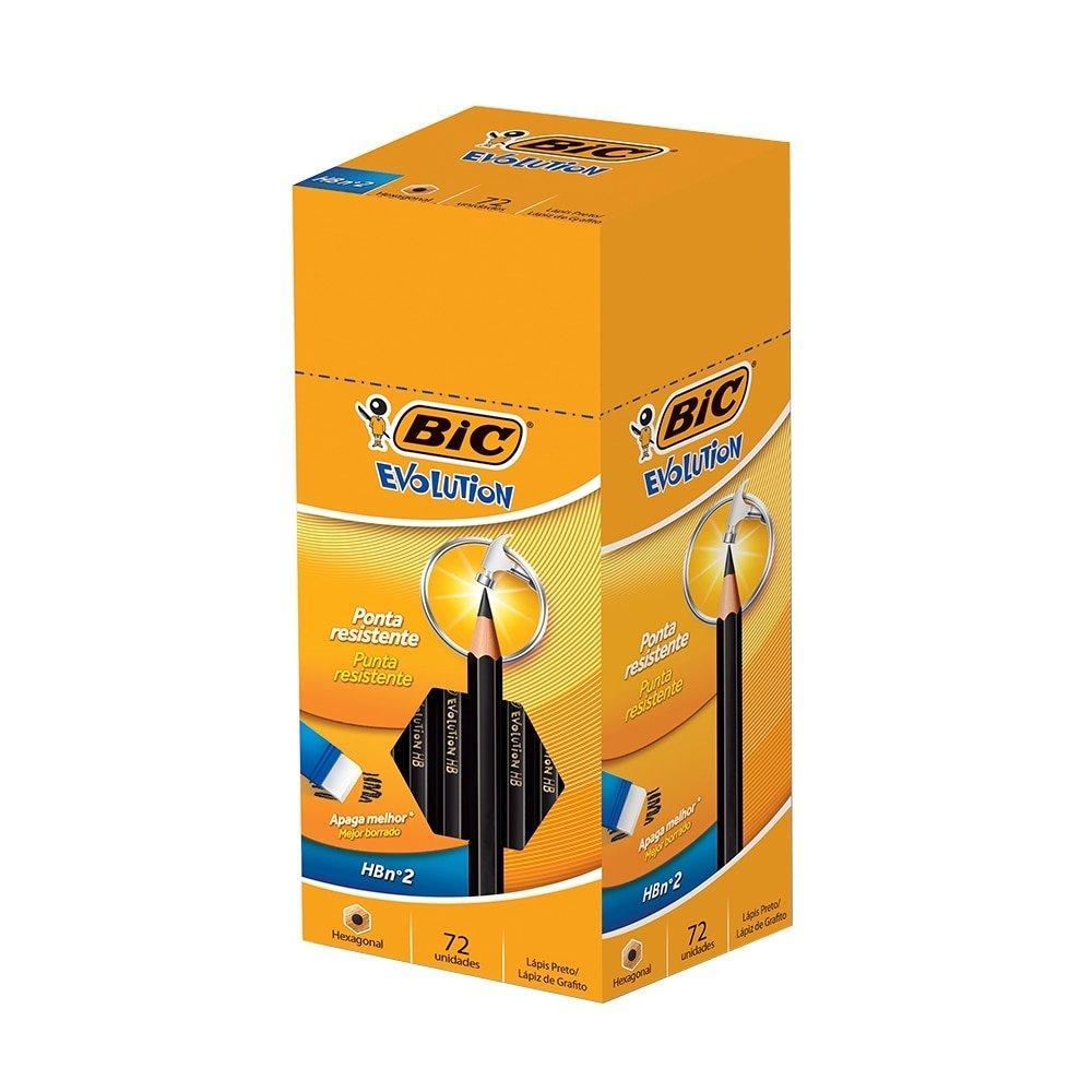 Lápis Bic Conte Evolution Preto N° 2 Hexagonal Resina Flexível -Embalagem com 72 Unidades