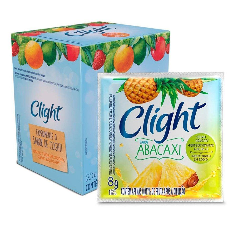 Refresco em Pó Clight sem Açúcar de Abacaxi 8g - Display com 15 Unidades