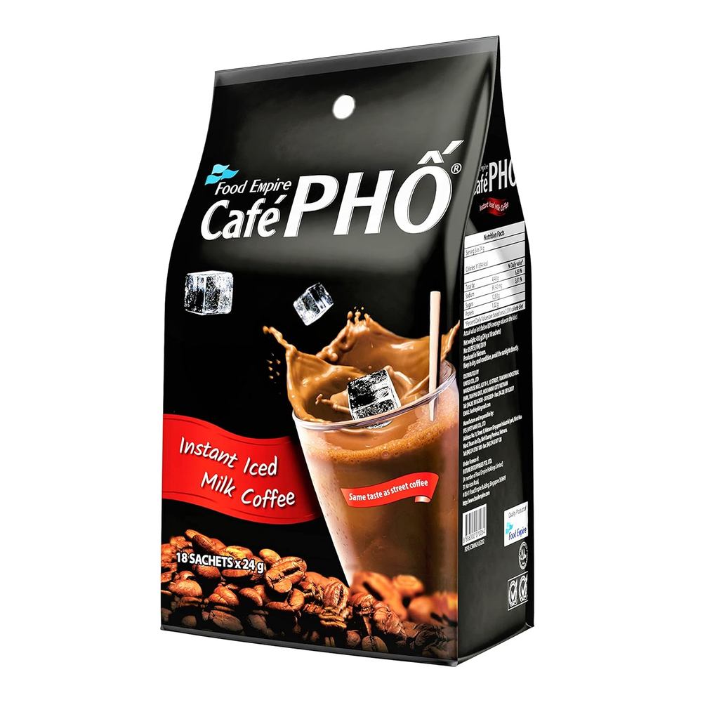 Cafe Pho Vietnamese 3 Combination 1 Instant coffee mix、Iced milk coffee、Coffee Shop Sua Da、Single-serve coffee packet、18