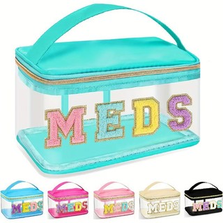 Bolsa de armazenamento de medicamentos para viagens, bolsa de higiene pessoal transparente e impermeável de PVC, bolsa d