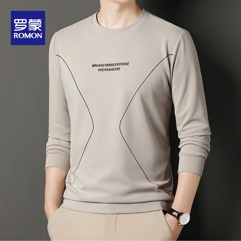 Lomon camiseta de manga comprida masculina primavera outono novo estilo solto Casual listrado topo masculino na moda All
