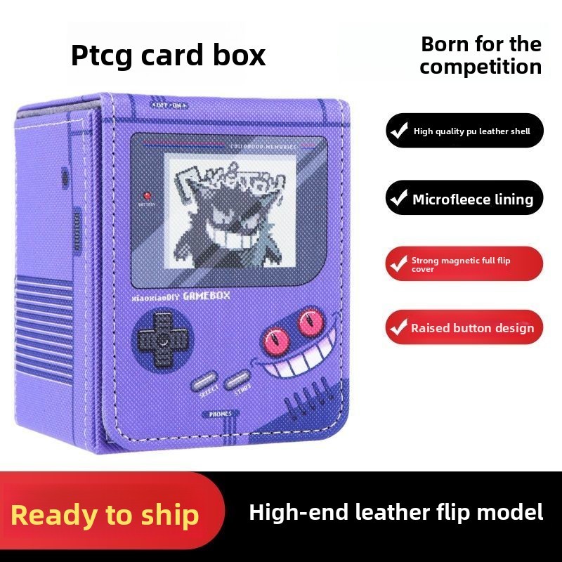 Nova Caixa De Cartão Magnética Retro Para Console De Jogos Lugia Giratina Armazenamento Ptcg Gengar Coleção De Couro Pro