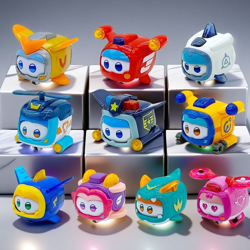 Audi Super Wings Super Pet Conjunto de Brinquedos Transformáveis com Luzes e Mini Base para Role-Play