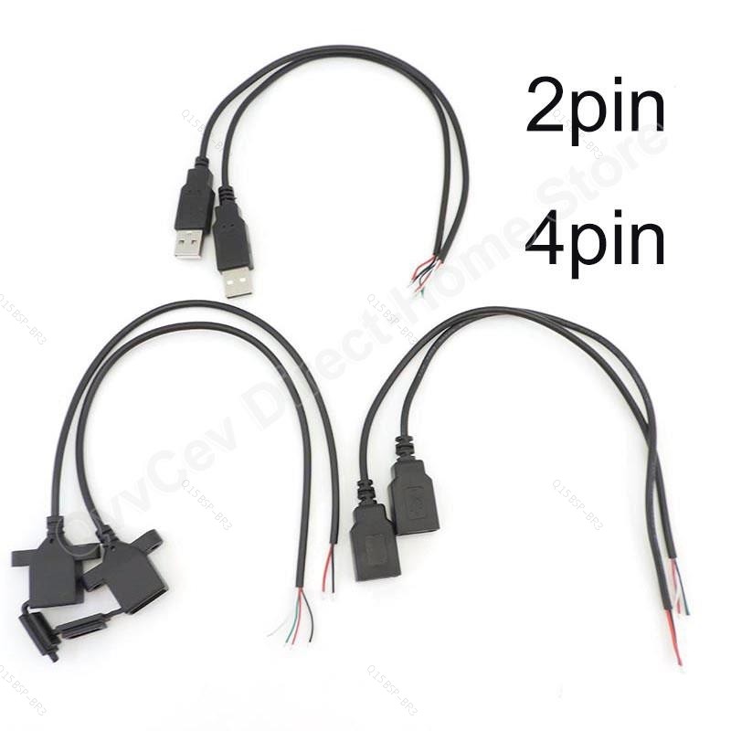 30cm 2 Pinos 4 Núcleos USB 2.0 A Tipo Macho Fêmea Conector Jack 5V Reparação De Energia Carregamento deta Cabo Extensão
