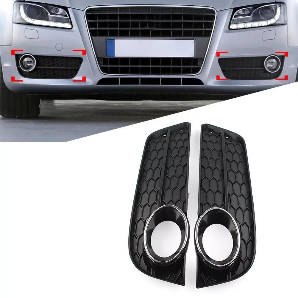Preto & Cromo Amortecedor Dianteiro Do Carro Inferior Luz De Nevoeiro Grade Grill Capa Para Audi A5 2008 2009 2010 2011
